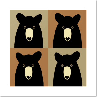 BLACK BEAR ON TAN AND BROWN Posters and Art